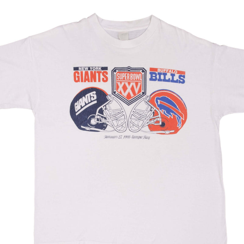 Vintage NFL New York Giants VS Buffalo Bills Super Bowl XXV 1991 Tee Shirt Size XL Made In USA With Single Stitch Sleeves