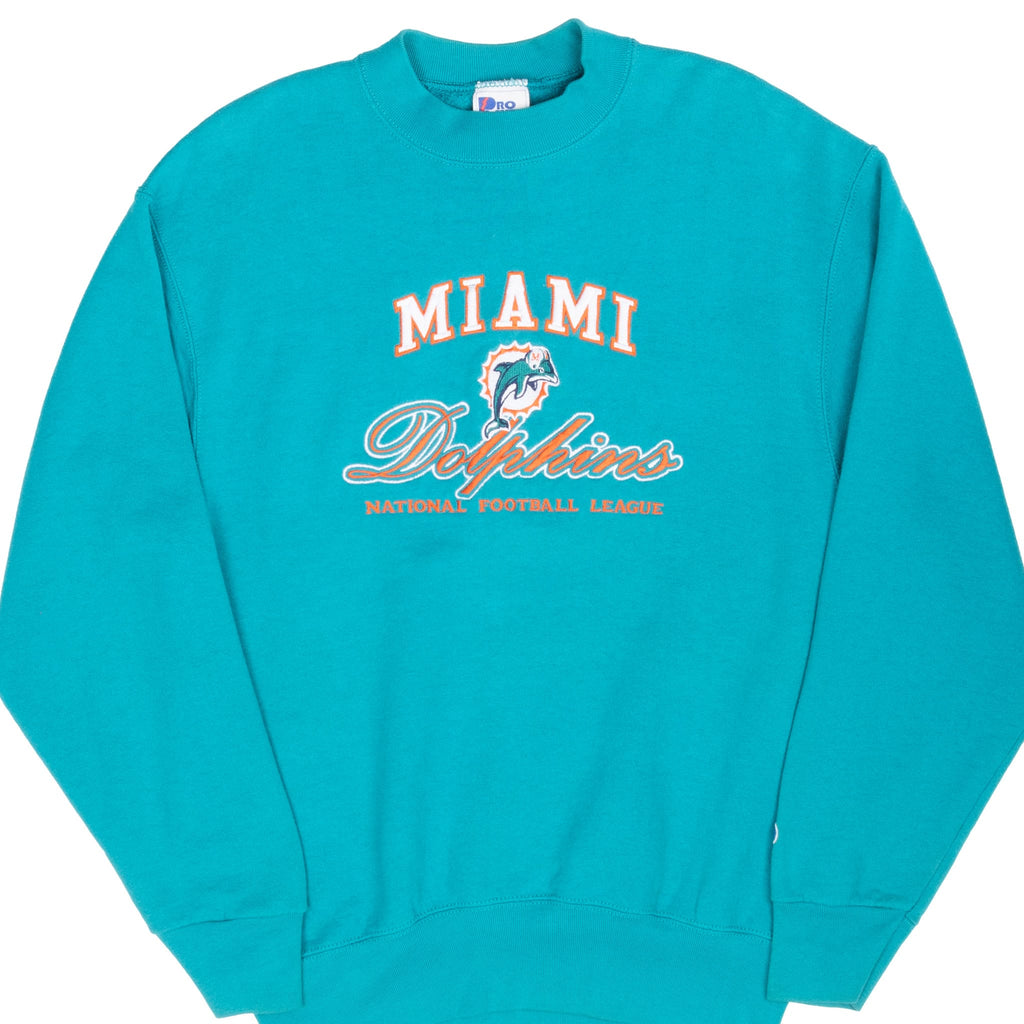 VINTAGE NFL MIAMI DOLPHINS EMBROIDERED SWEATSHIRT 1990S MEDIUM MADE IN USA