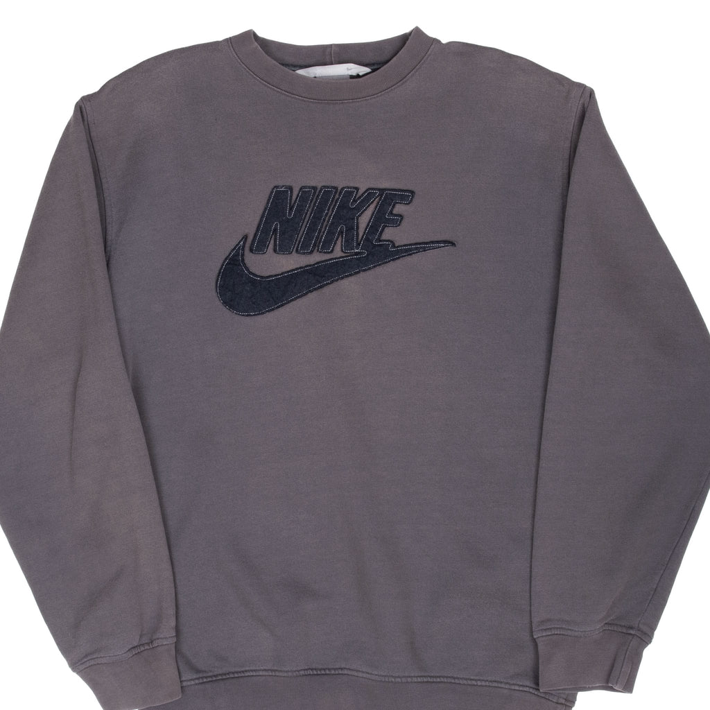 Vintage Nike Spellout Swoosh Dark Grey Sweatshirt 2000S Size Medium