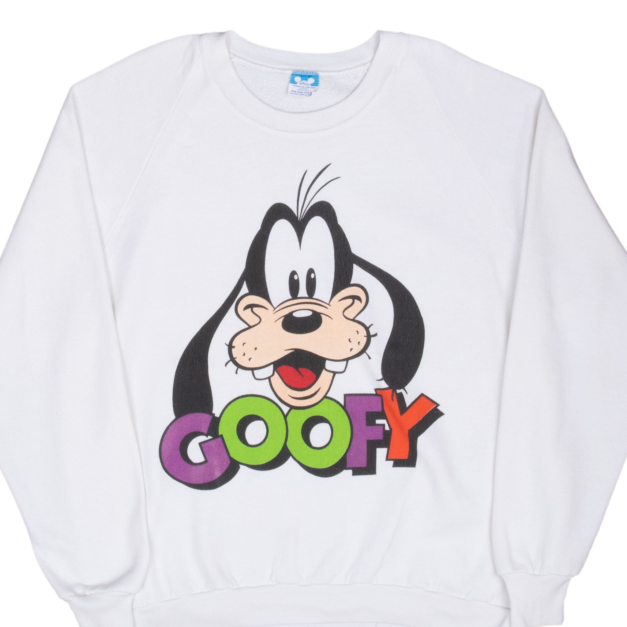 VINTAGE DISNEY GOOFY WHITE SWEATSHIRT 1990S LARGE MADE IN USA