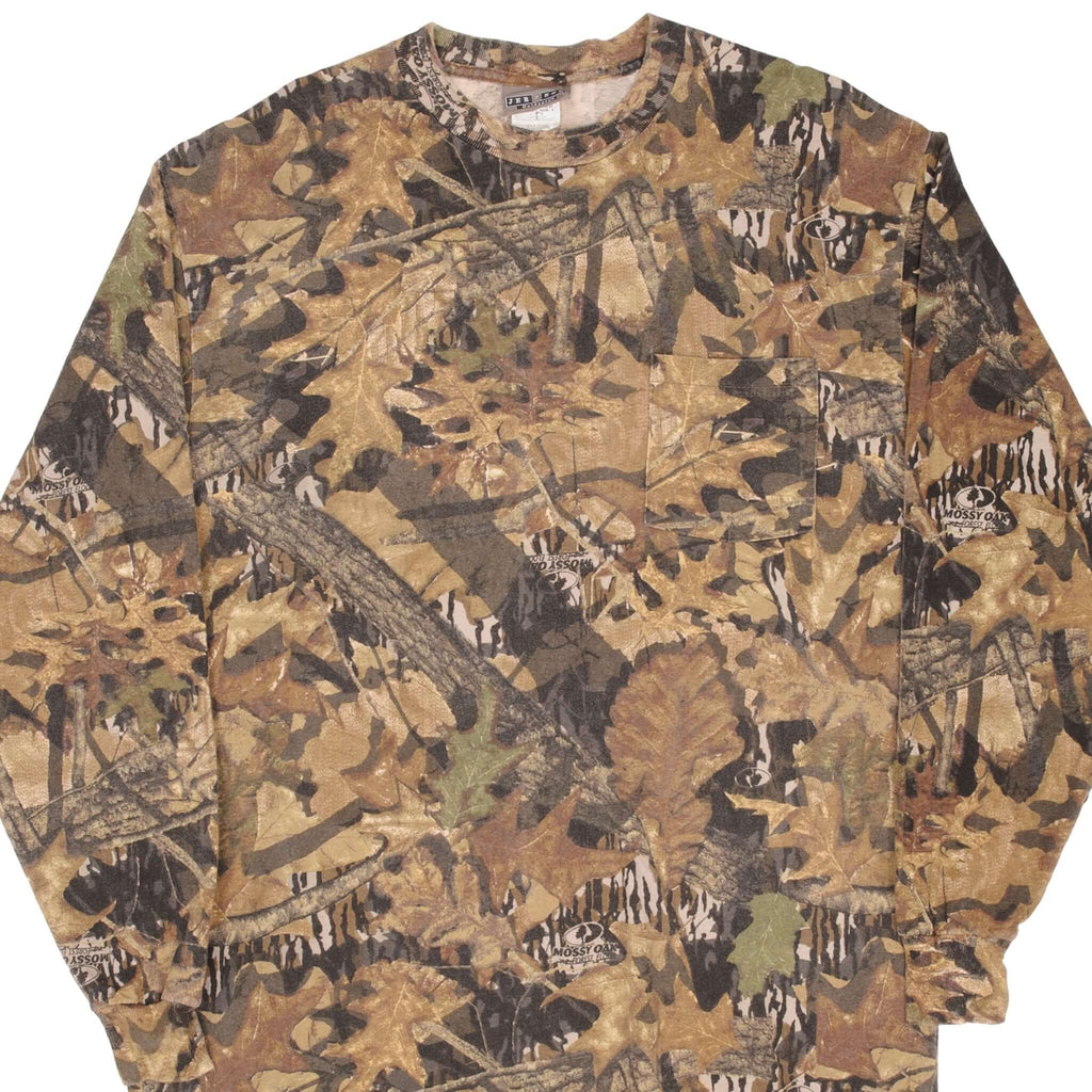 Vintage Hunting Mossy Oak Forest Floor Camo Long Sleeve Tee Shirt Size Large
