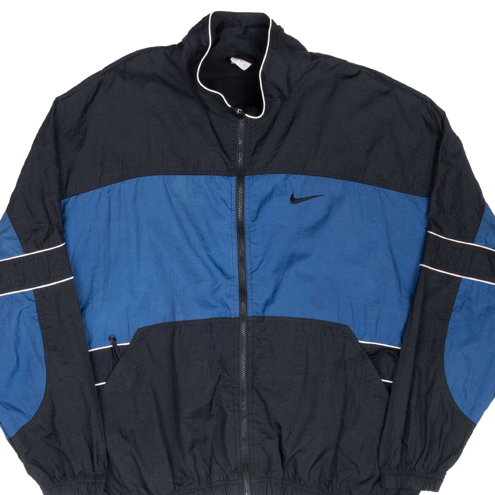 Vintage Nike Big Swoosh Blue And Black Windbreaker Jacket 1990S Size XL