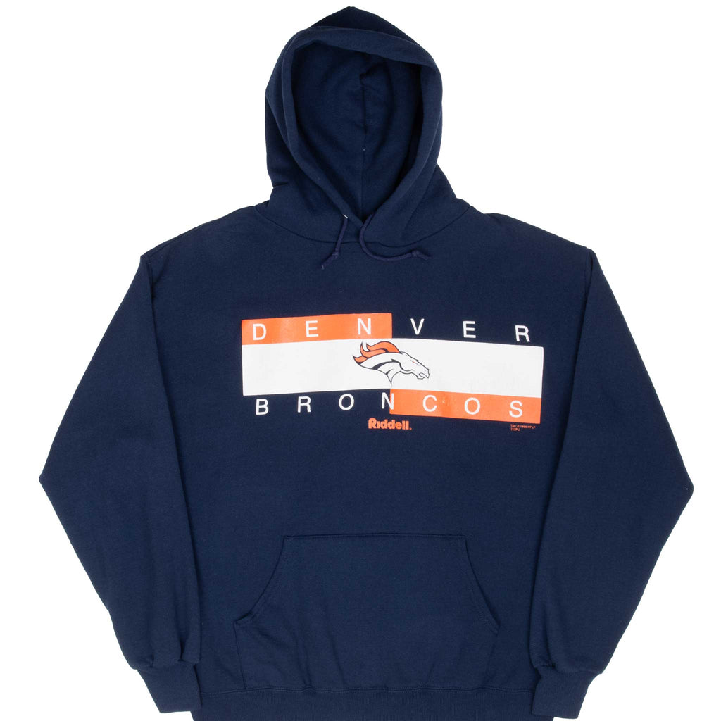 Vintage Nfl Denver Broncos 1998 Hoodie Sweatshirt Size Large Made In Usa