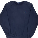 Vintage Ralph Lauren 1990S Classic Navy Blue Crewneck Sweatshirt Size Large