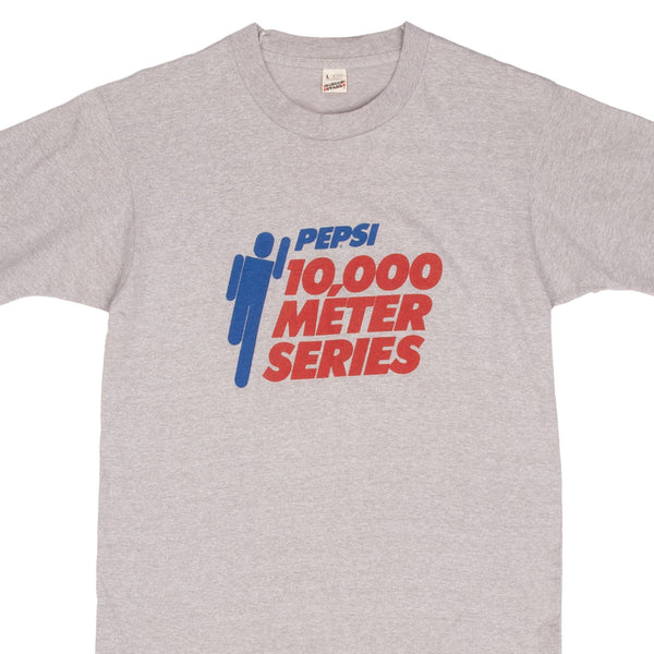 Vintage Pespi Cola 10,000 Meter Series Tee Shirt 1980s Size Small Made In USA With Single Stitch Sleeves   