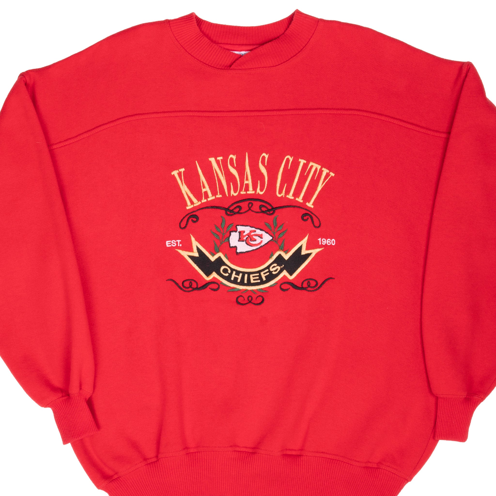 VINTAGE NFL KANSAS CITY CHIEFS EMBROIDERED SWEATSHIRT LARGE 1990S