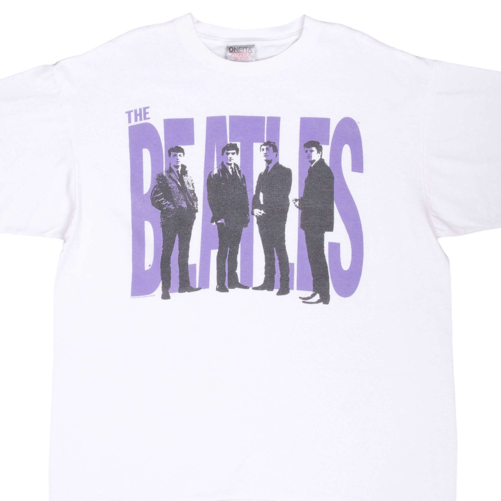 Vintage The Beatles 1995 White Tee Shirt Size XL Made In Usa With Single Stitch Sleeves