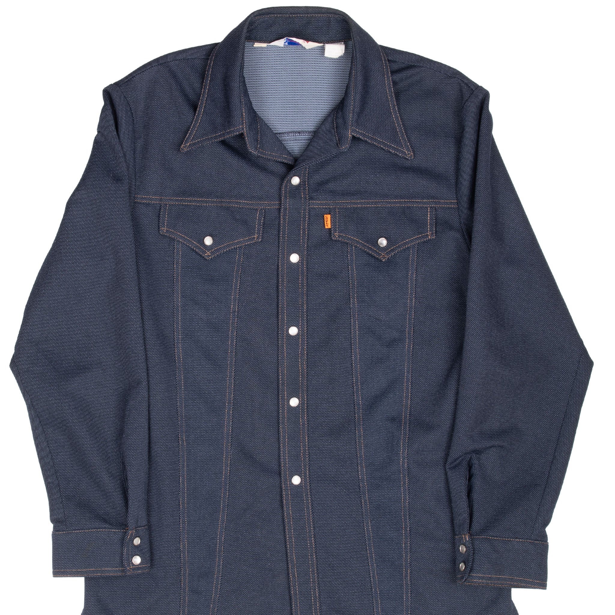 Vintage Levis Orange Tab Two Pockets Pearl Button Jacket 1970S Size Large Long