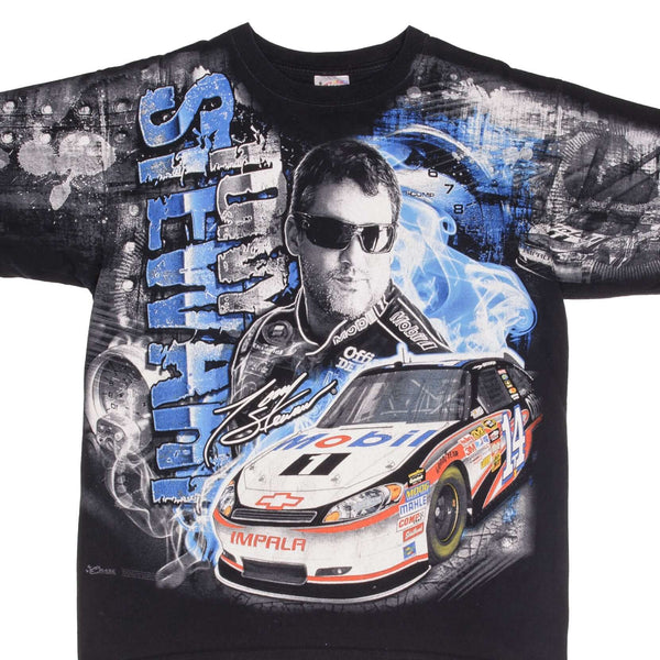 Vintage All Over Print Nascar Tony Stewart 2000S Tee Shirt Size Large