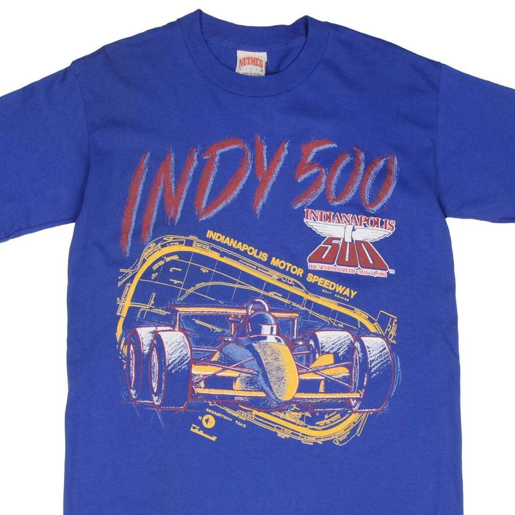 Vintage Racing Indy Car Indianapolis 500 1992 Tee Shirt Size Large Made In Usa With Single Stitch Sleeves