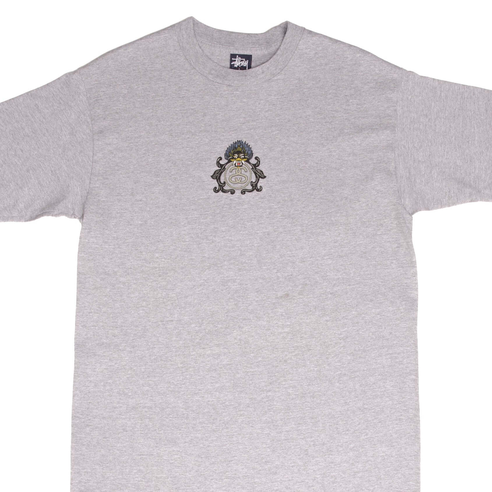 Vintage Stussy Dragon Grey Tee Shirt 1990S Size Large Made In Usa With Single Stitch Sleeves