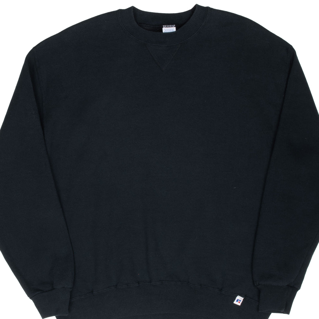 Vintage Russell Athletic Black Blank Sweatshirt 1990S Size Large Made In Usa