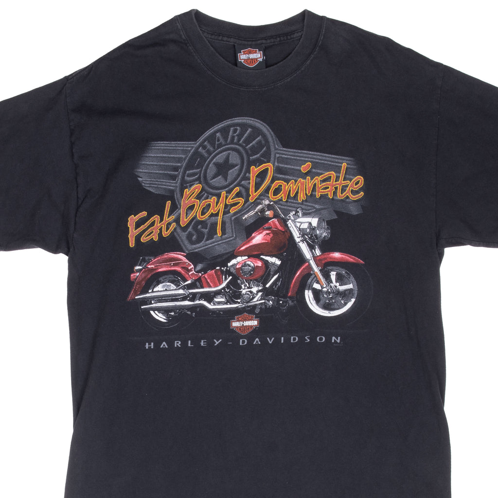 Harley-Davidson Tシャツ L size MADE IN USA VINTAGE HARLEY DAVIDSON FATBOY FORT WORTH TEXAS 2002 TEE