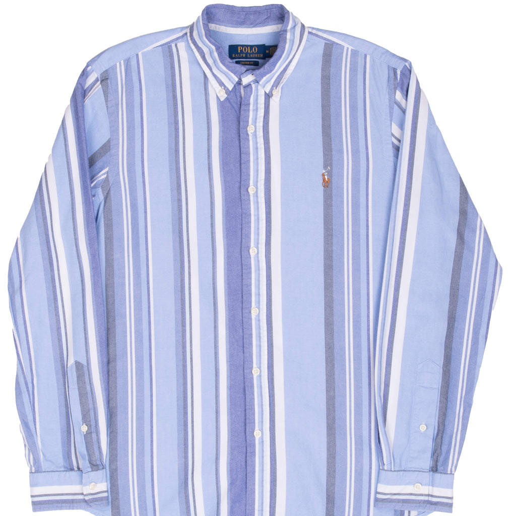 Vintage Ralph Lauren Blue Striped Shirt Size Medium