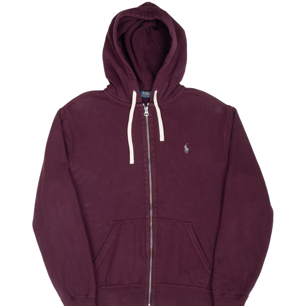 Vintage Ralph Lauren Full Zip Classic Burgundy Hoodie Sweatshirt Size Medium