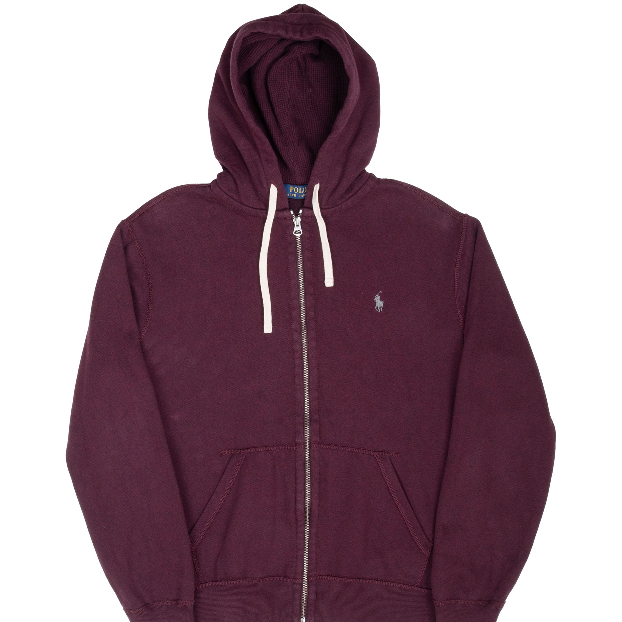 Vintage Ralph Lauren Full Zip Classic Burgundy Hoodie Sweatshirt Size Medium