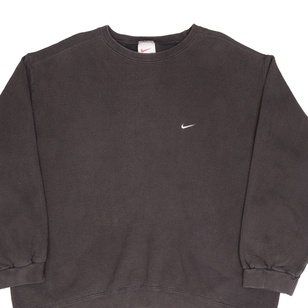 Vintage Nike Classic Swoosh Black Sweatshirt 1990S Size 2XL Made In USA