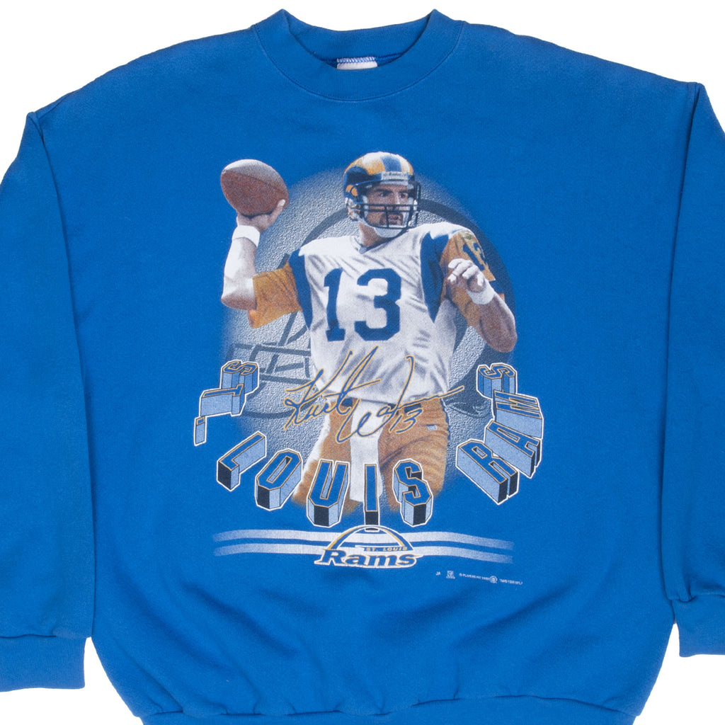 Vintage Nfl St Louis Rams Kurt Warner Sweatshirt 1999 Size XL