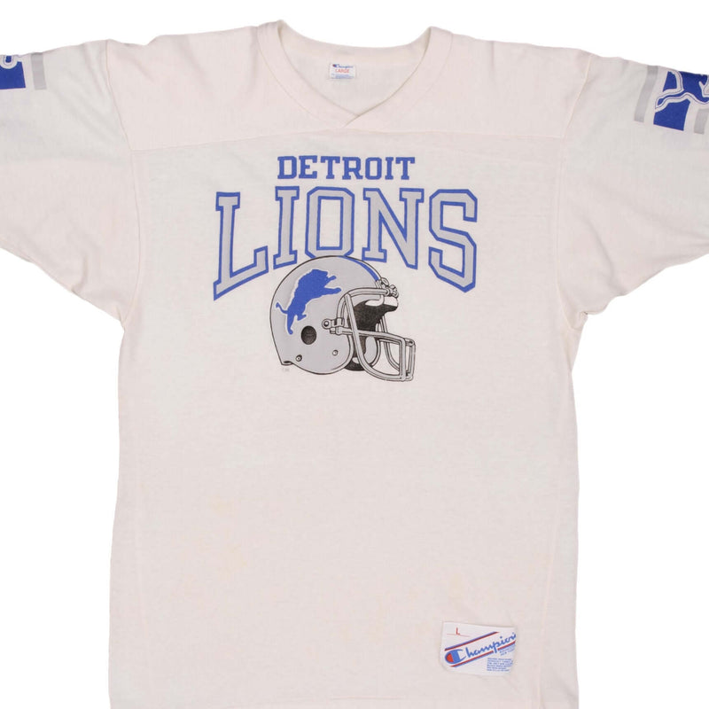 Vintage NFL Detroit Lions Champion Jersey 1980S Size Medium Made In USA With Single Stitch Sleeves