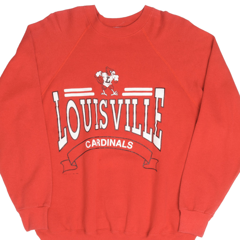 Vintage Louisville Cardinals Sweatshirt Adult XXL Red Football Crew Neck  Mens