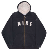 Vintage Nike Spellout Black Full Zip Hoodie Sweatshirt 2000S Size XL