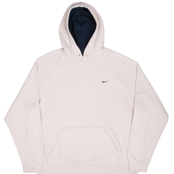 Vintage Nike Classic Swoosh Beige Hoodie Sweatshirt 2000S Size XL