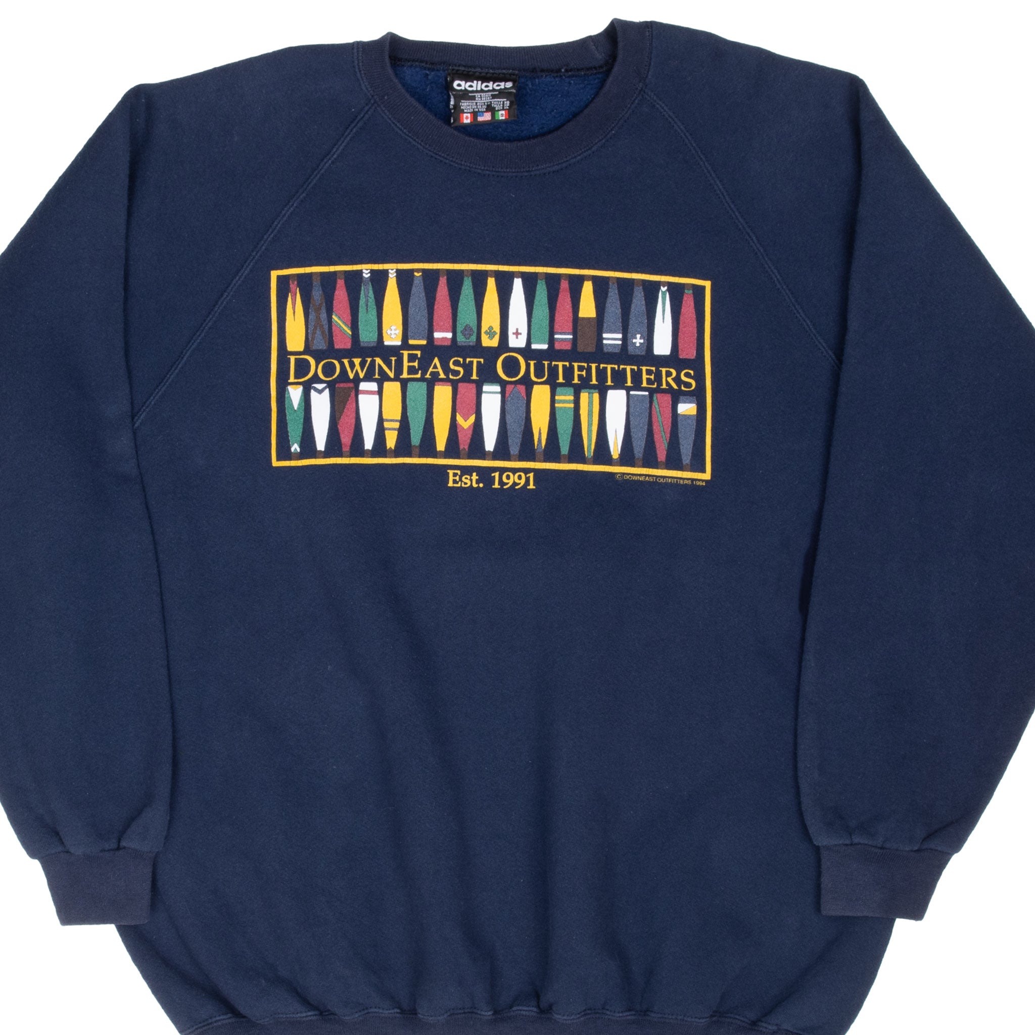 Vintage Adidas Downeast Outfitters 1994 Sweatshirt Size XL Made In Usa