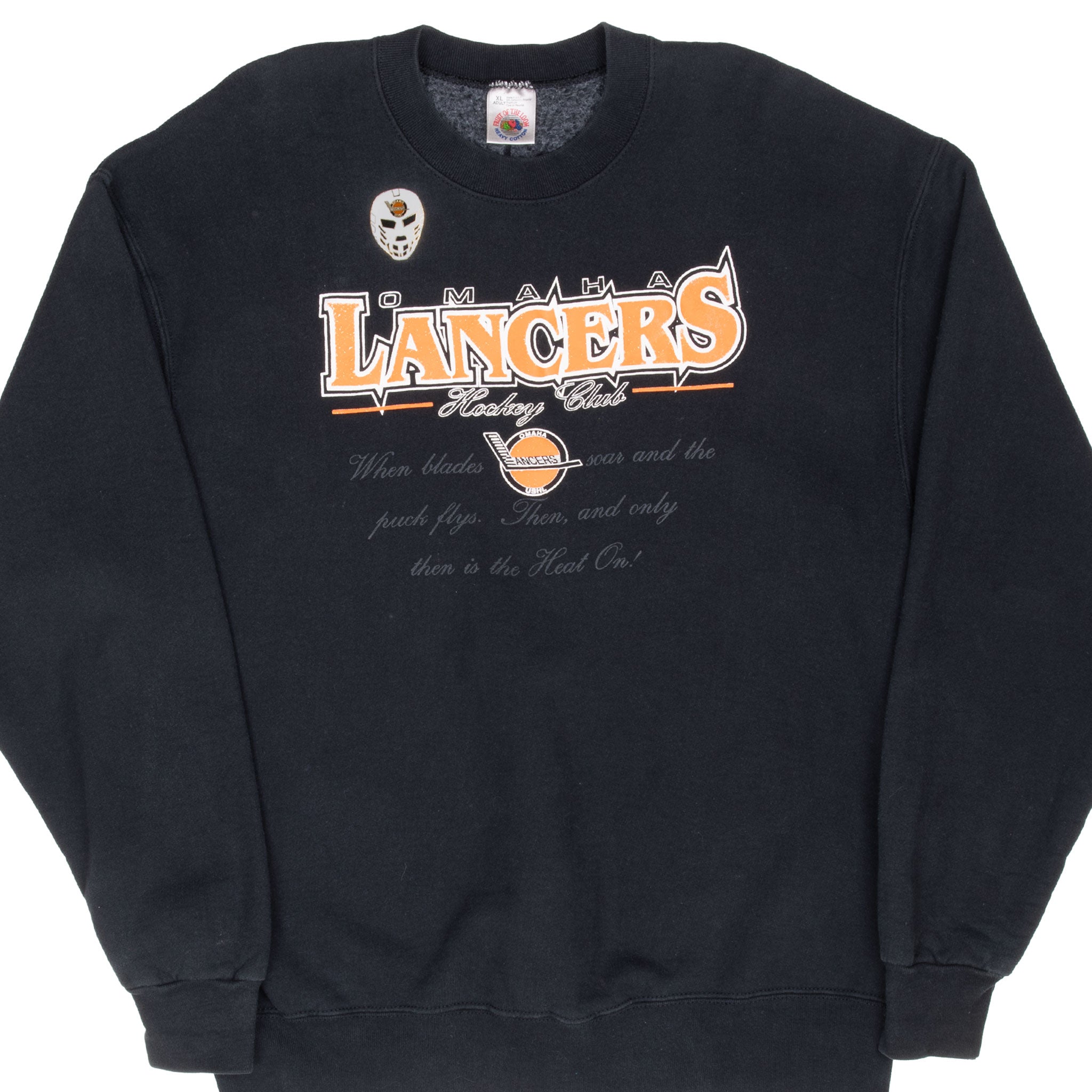 Vintage Ushl Omaha Lancers Hockey Club With Pin Sweatshirt Size XL Made In Usa