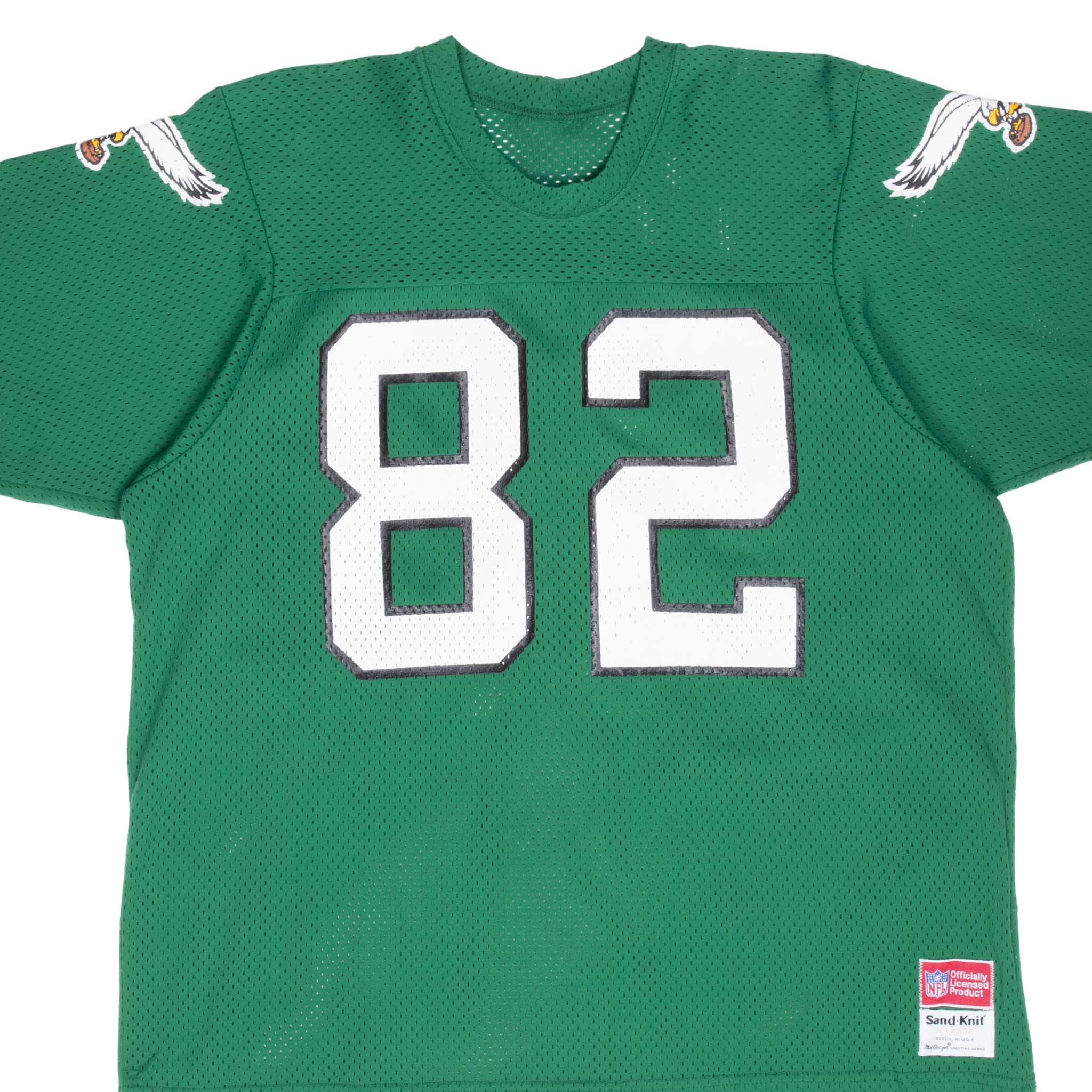 Vintage Nfl Philadelphia Eagles Mike Quick #82 Sand Knit Jersey 1980S Size XL Made In Usa