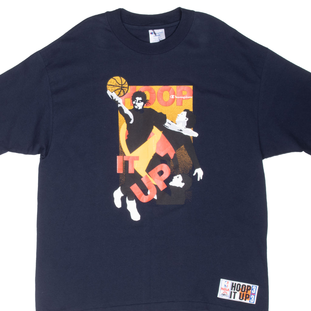 Vintage Champion Hoop It Up Basketball Tee Shirt 1990S Size XL Made In Usa