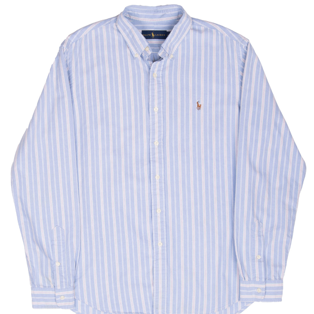 Vintage Ralph Lauren Classic Blue Striped Shirt Size Large