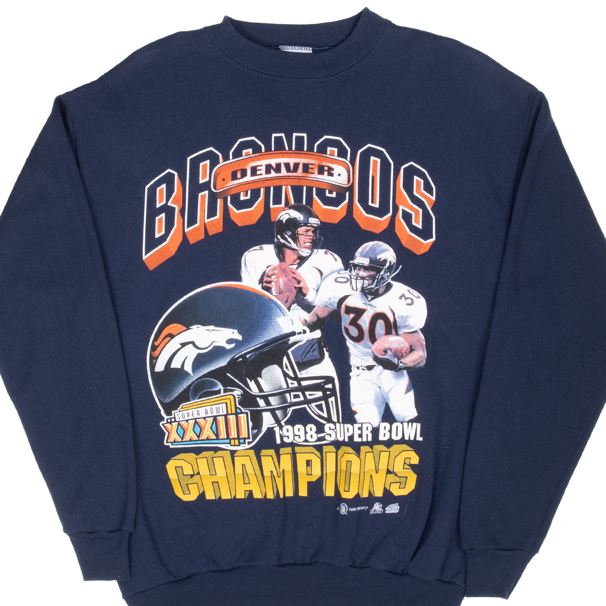 VINTAGE NFL DENVER BRONCOS SUPER BOWL CHAMPIONS XXXIII 1998 SWEATSHIRT MEDIUM