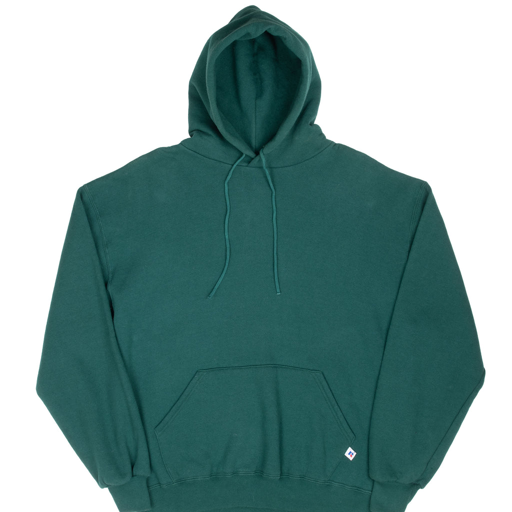 Vintage Russell Athletic Blank Pine Green Hoodie Sweatshirt 1990S Size Large Made In Usa
