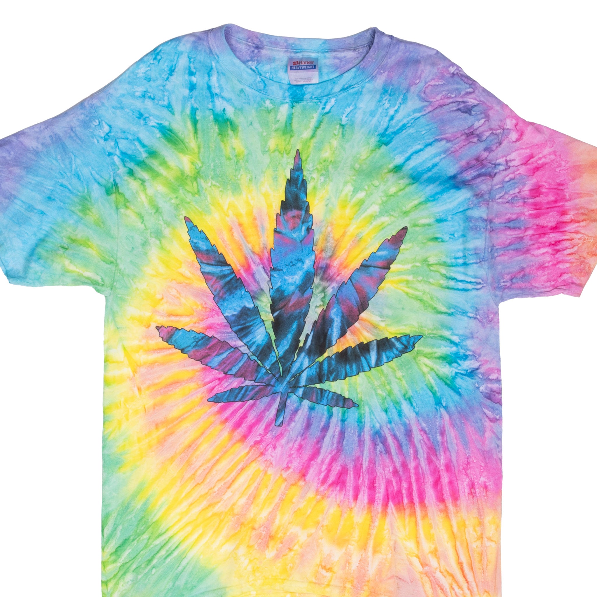 Vintage Tie Dye Rainbow Weed Tee Shirt 2000S Size Medium