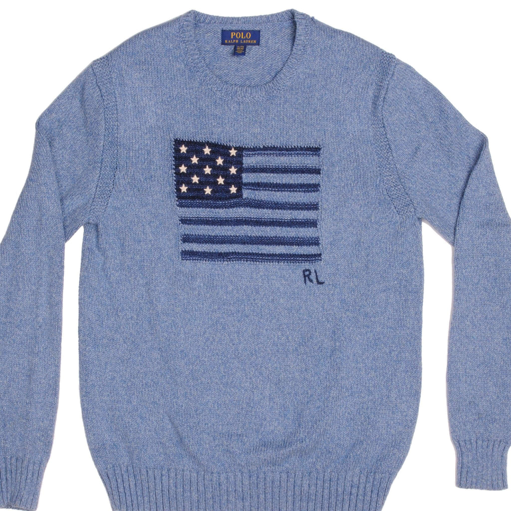 Vintage Ralph Lauren American Flag Knit Sweatshirt Size Small Or Size XL Youth
