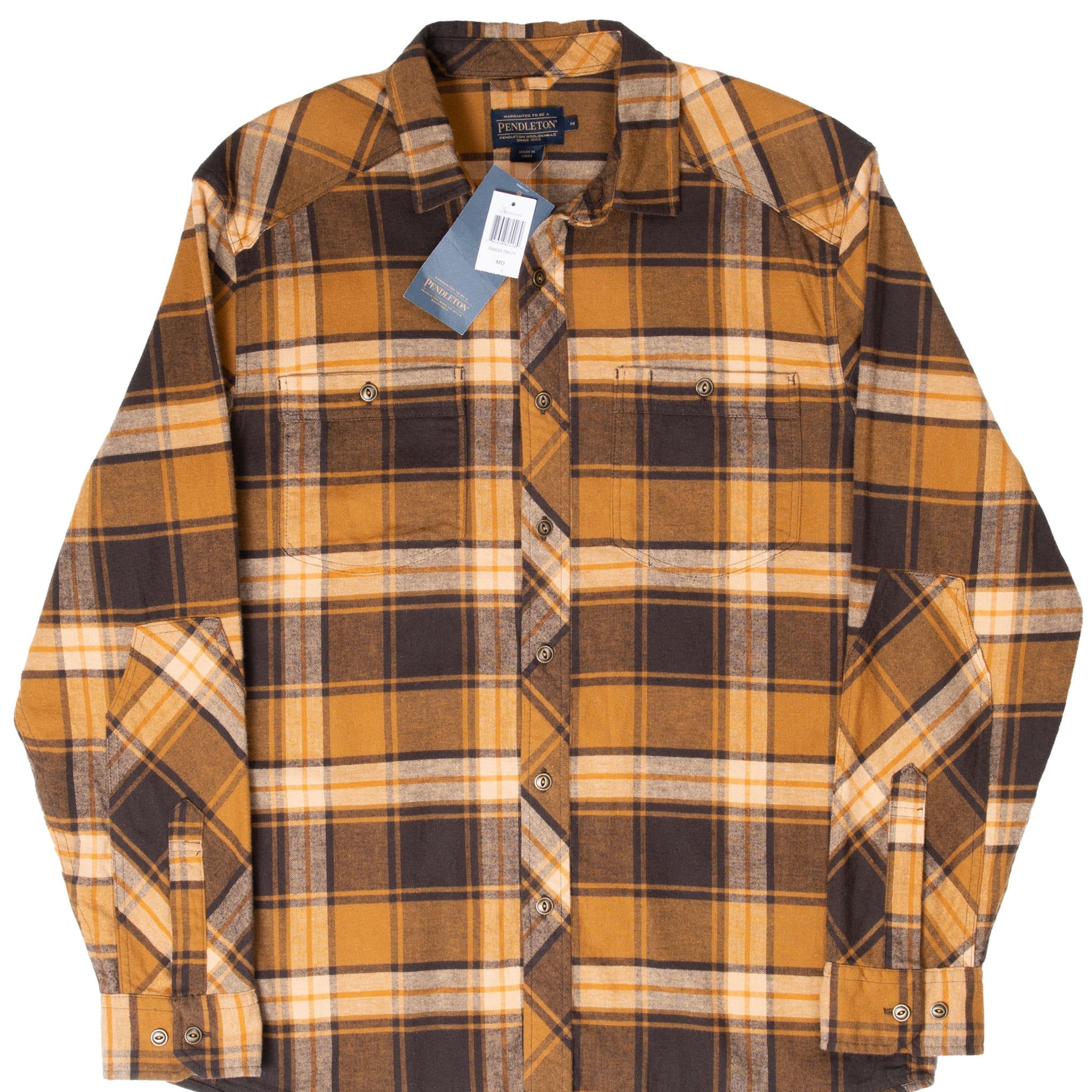 VINTAGE PENDLETON BROWN PLAID FLANNEL SHIRT SHIRT 2000S SIZE MEDIUM DEADSTOCK