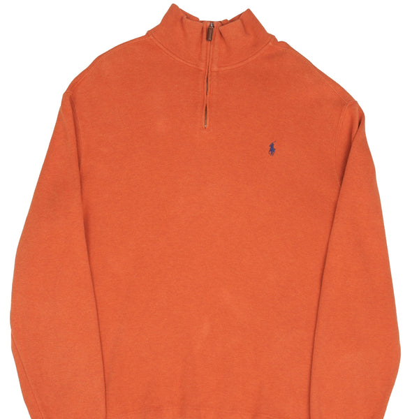 Vintage Polo Ralph Lauren Orange Quarter Zip Sweater 1990s Size XL