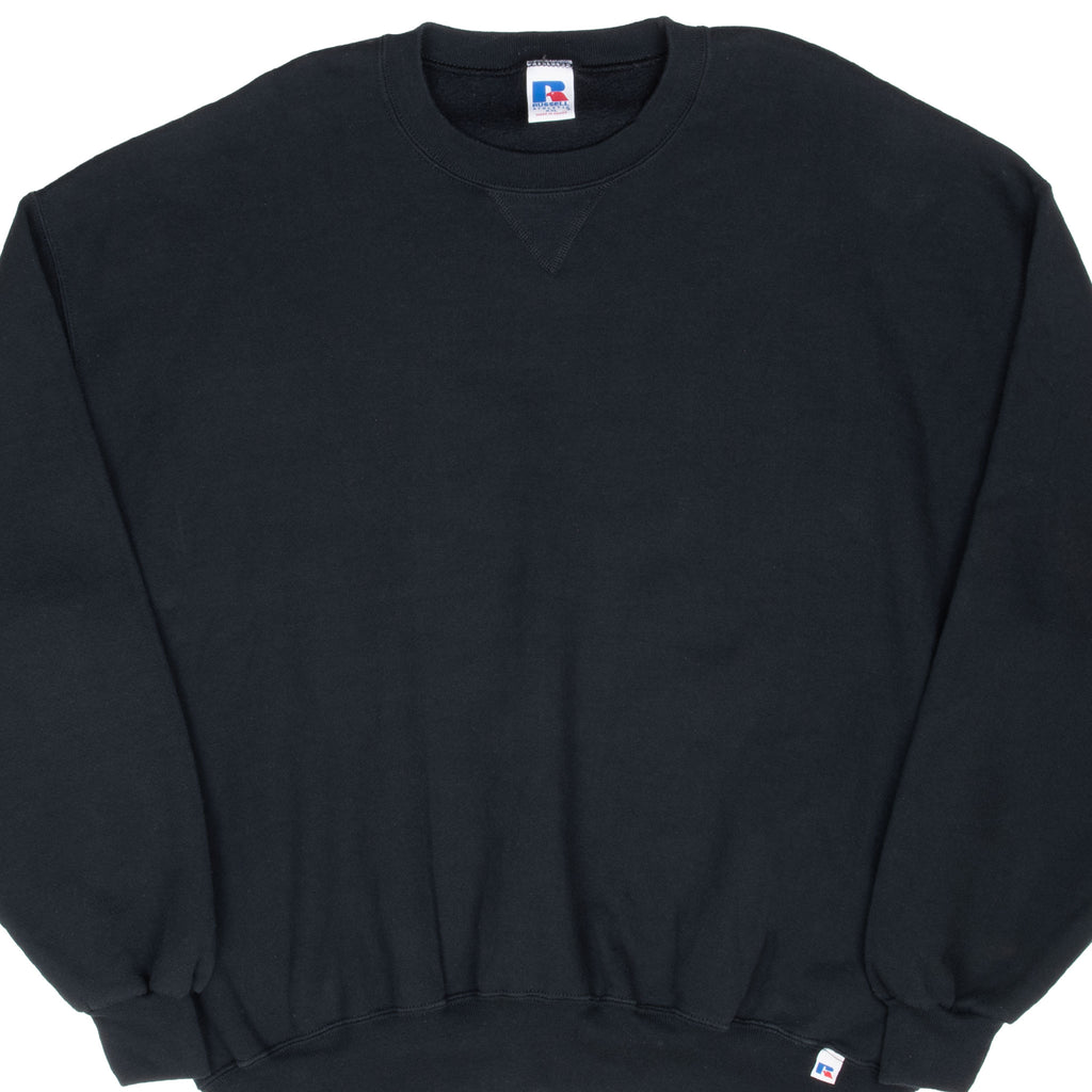 Vintage Russel Athletics Blank Black Sweatshirt 1990S Size 2XL