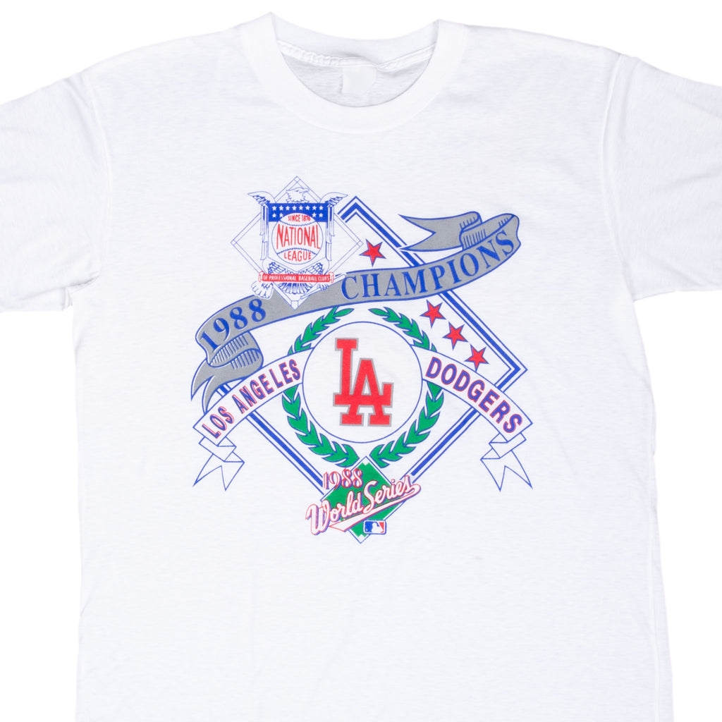 Vintage MLB Los Angeles Dodgers World Series Champions Tee Shirt 1988 Size Large With Single Stitch Sleeves