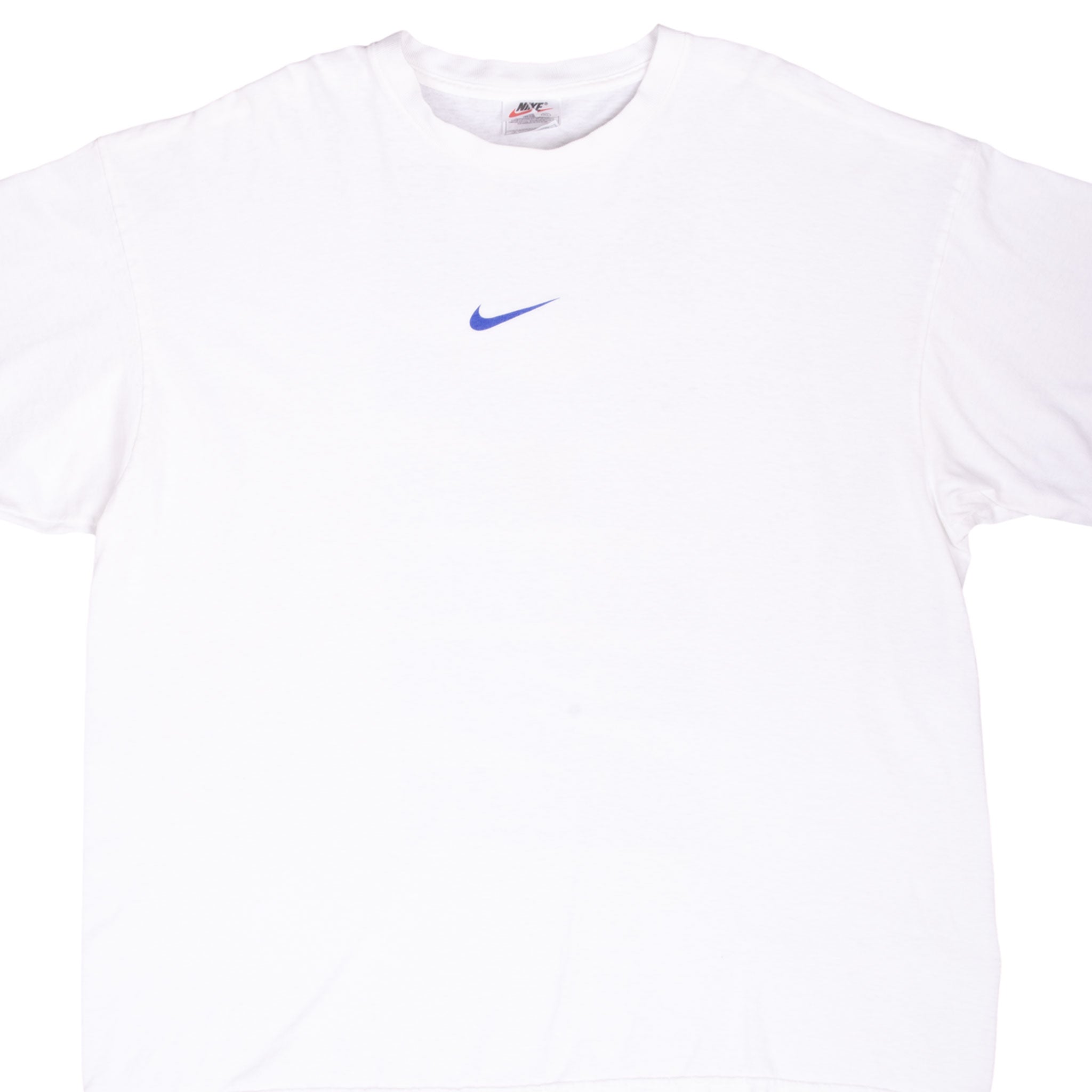 Vintage Nike Spellout Center Swoosh White Tee Shirt 1990S Size XL
