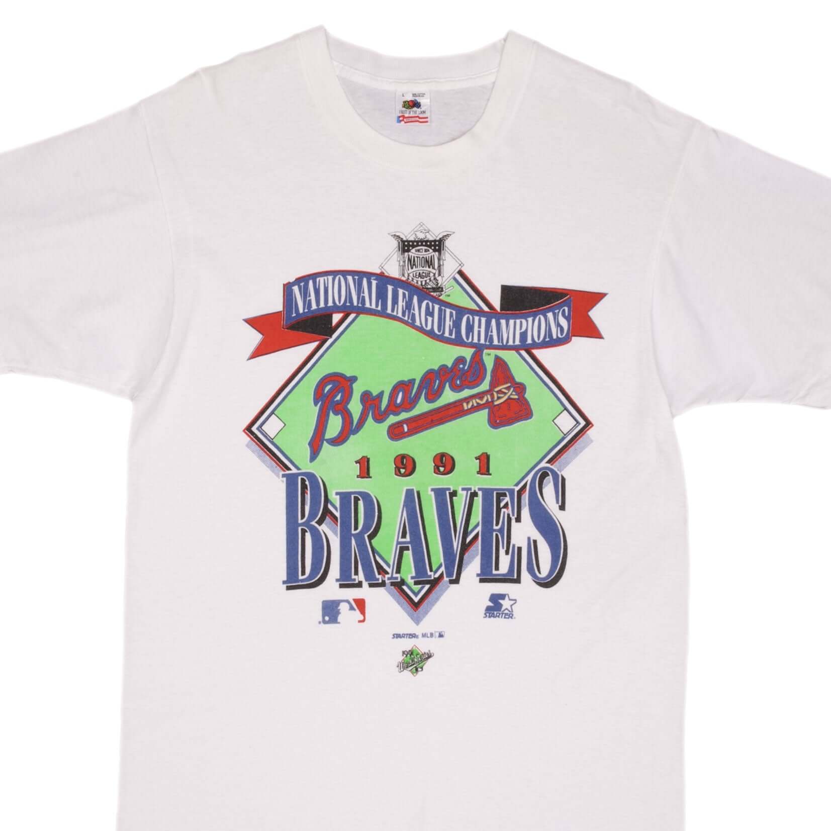 Vintage Mlb Atlanta Braves Champions 1991 Tee Shirt Size Medium Made In USA