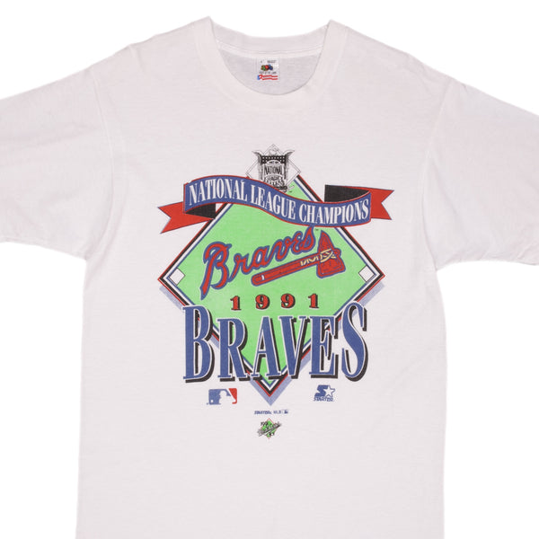 Vintage Mlb Atlanta Braves Champions 1991 Tee Shirt Size Medium Made In USA