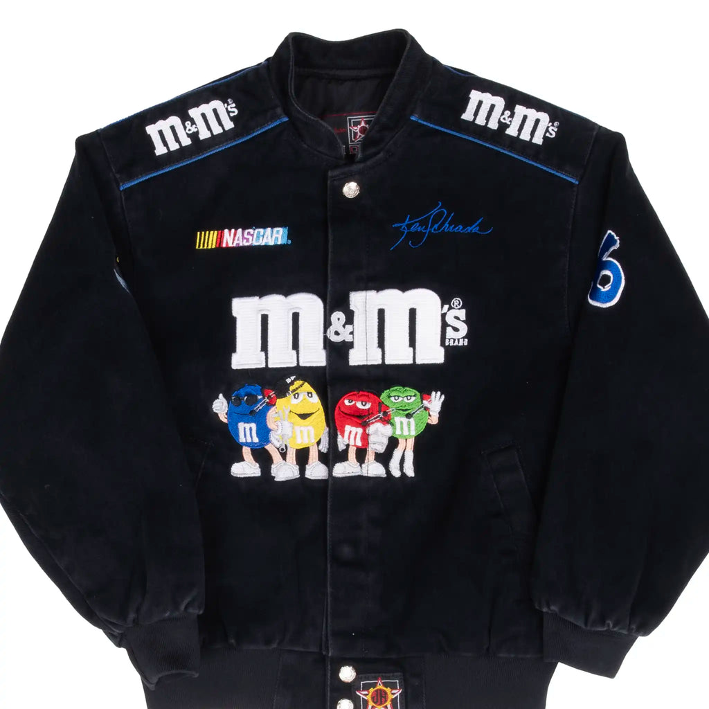 VINTAGE NASCAR M&M'S KEN SHRADER JEFF HAMILTON KIDS JACKET 1990S LARGE YOUTH