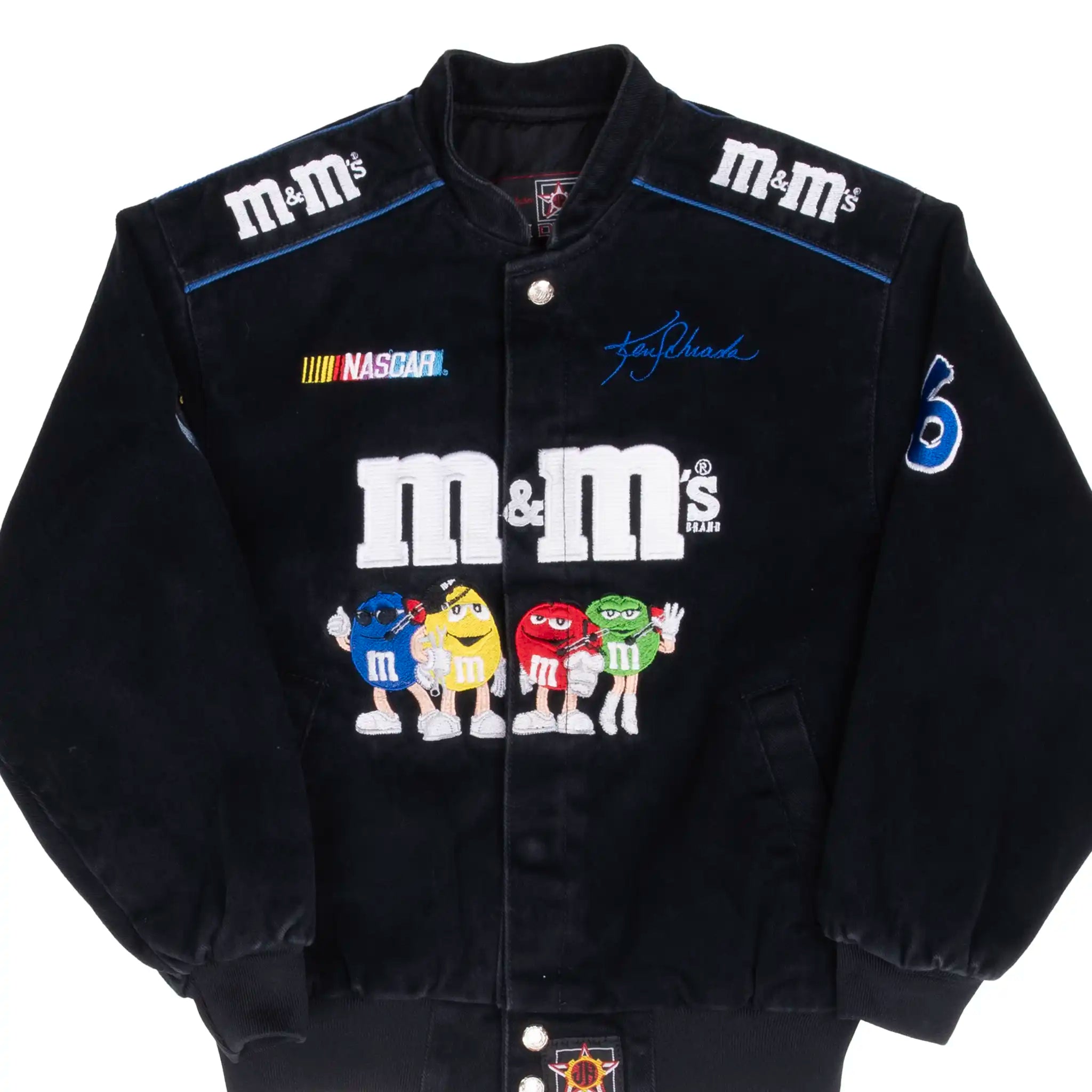 VINTAGE NASCAR M&M'S KEN SHRADER JEFF HAMILTON KIDS JACKET 1990S LARGE YOUTH