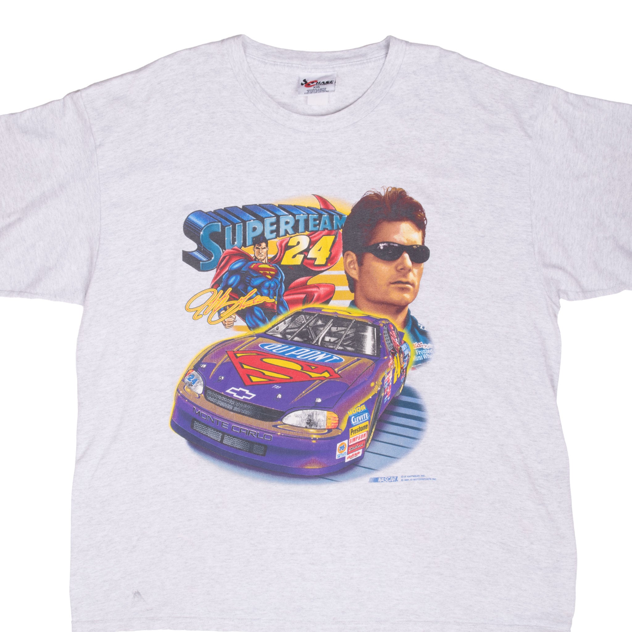 Vintage Nascar Jeff Gordon Dupont 1998 Grey Tee Shirt Size 2XL Made In USA