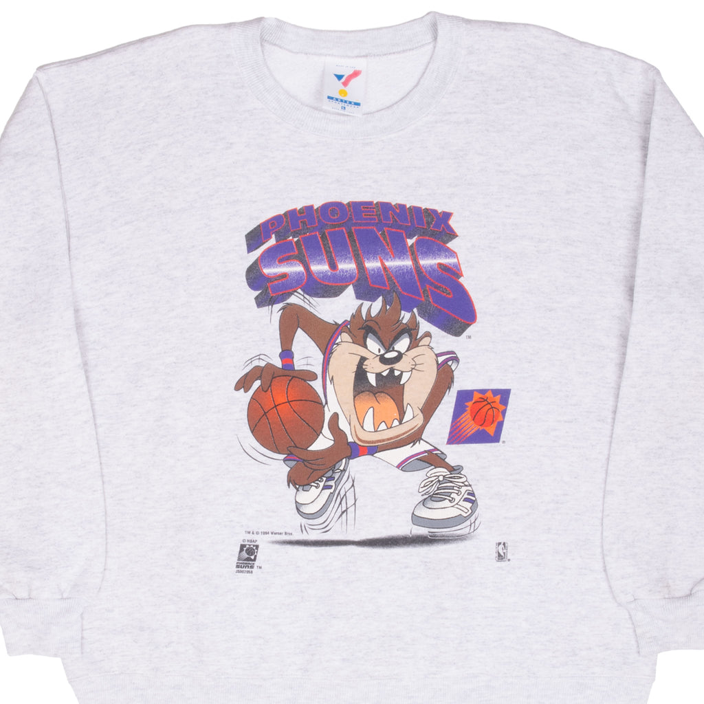 Vintage Nba Phoenix Suns Taz Looney Tunes Grey Sweatshirt 1994 Size Large Made In Usa