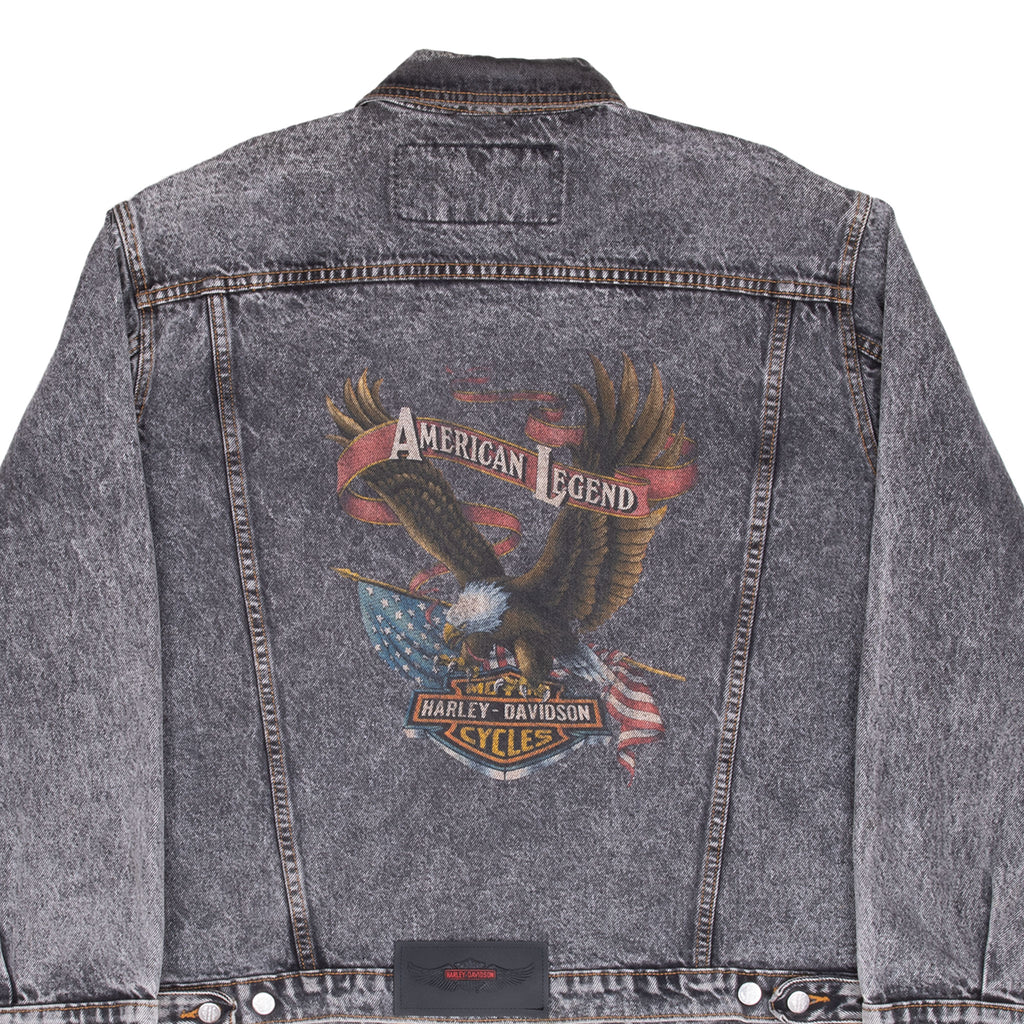 Vintage Harley Davidson Eagle American Legend Denim Jacket Size XL