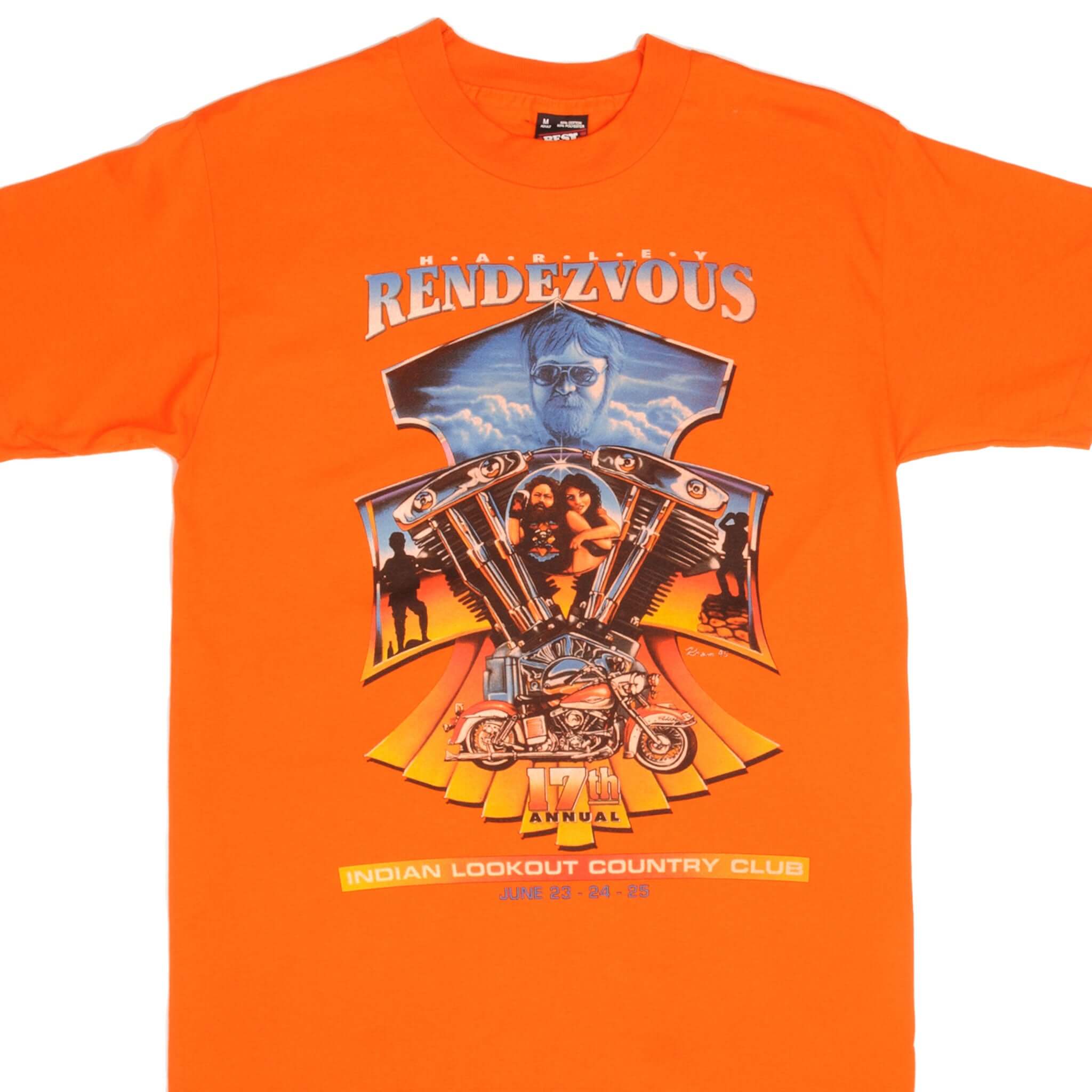 Vintage Harley Davidson Rendez Vous 17th Annual Staff Tee Shirt 1995 Size Medium Made In USA