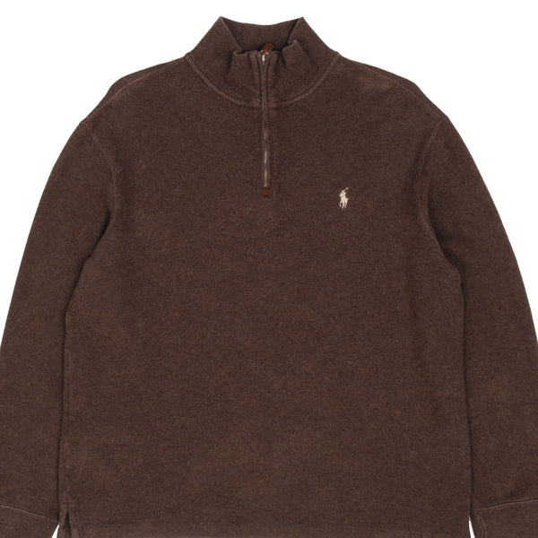 Vintage Polo Ralph Lauren Brown Quarter Zip Sweatshirt Size Large 1990S