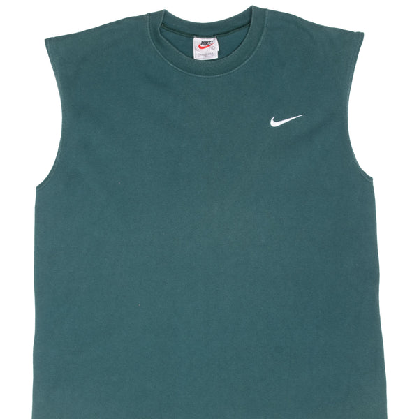Vintage Nike Classic Swoosh Green Tank Top Tee Shirt 1990S Size Large Made In Usa